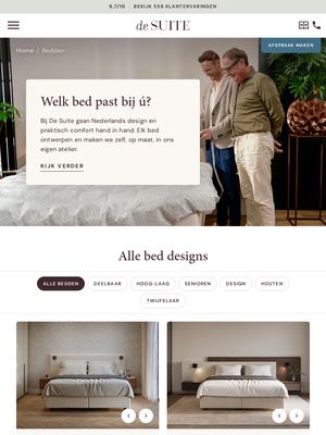 Live pagina op desuite.nl: Bedden