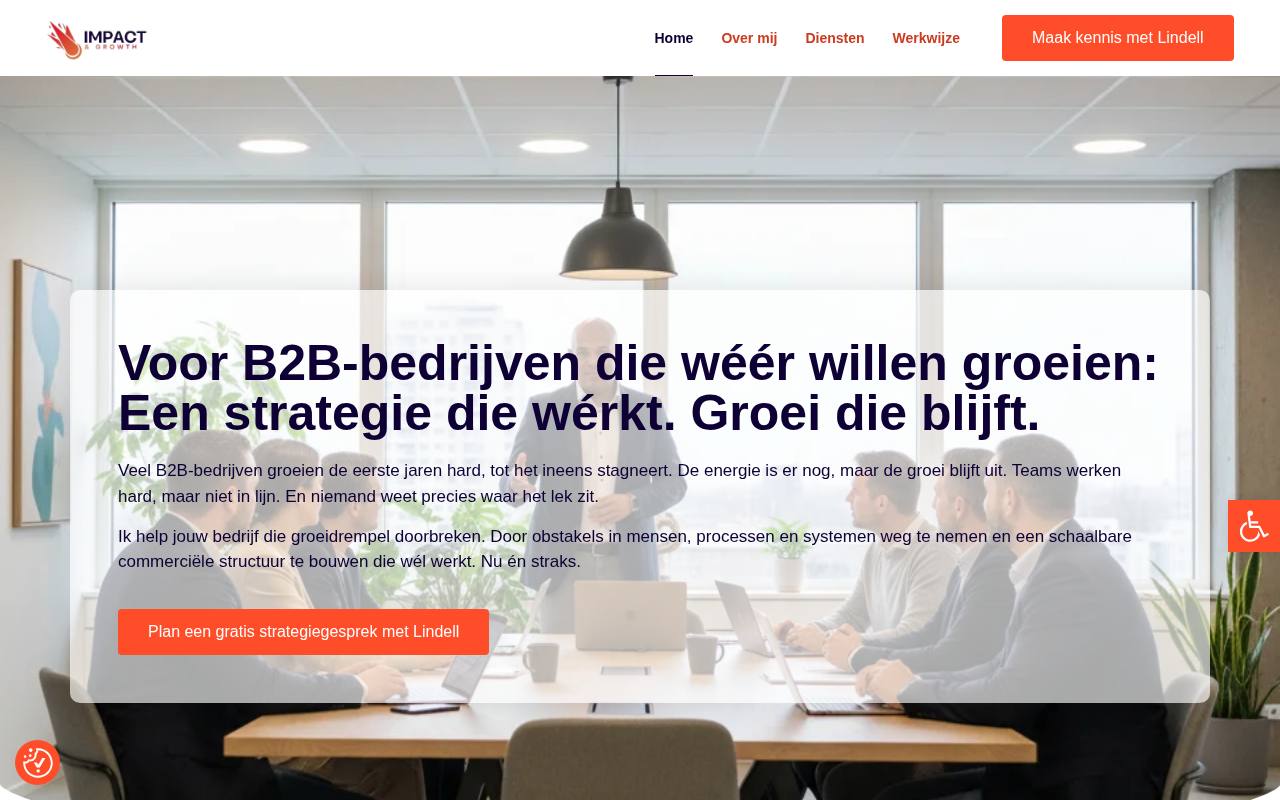 WordPress website Impactandgrowth — coaching & advies — ontworpen en gebouwd door Yousource (impactandgrowth.nl)