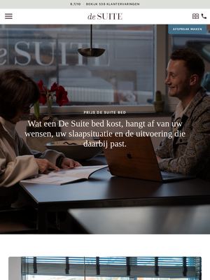 Live pagina op desuite.nl: Prijs de suite bed
