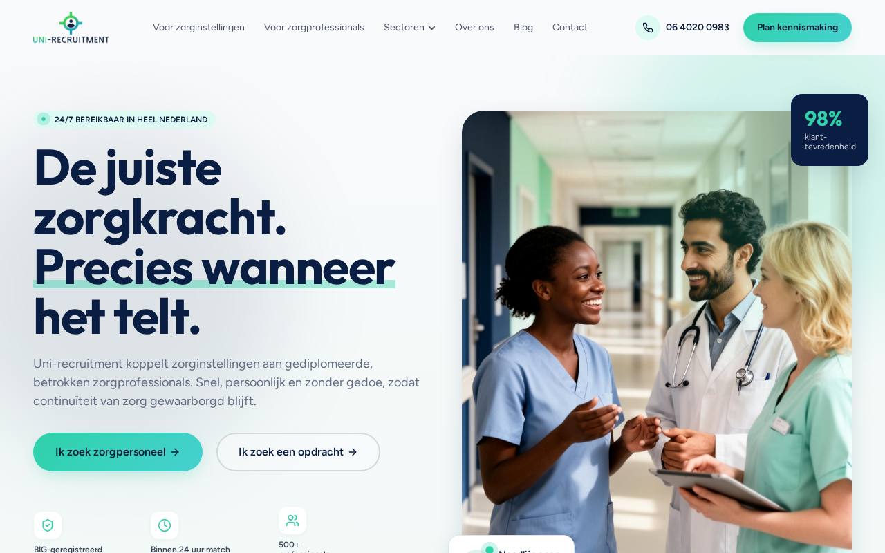 WordPress website Uni Recruitment — recruitment — ontworpen en gebouwd door Yousource (uni-recruitment.nl)