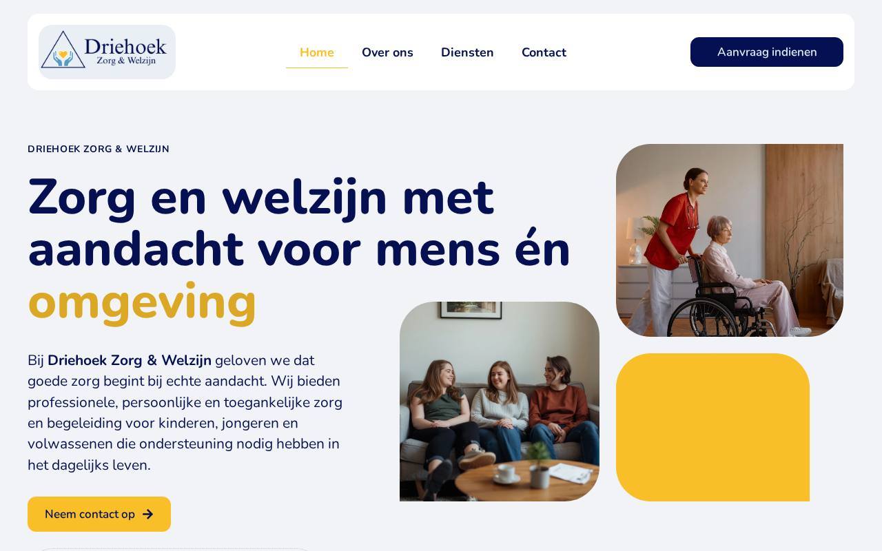 WordPress website Driehoekzorgenwelzijn — zorg & welzijn — ontworpen en gebouwd door Yousource (driehoekzorgenwelzijn.nl)