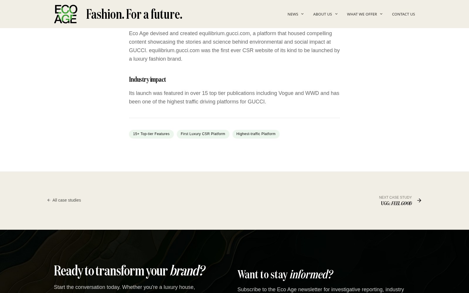Verdiepende inhoud op een case study pagina van Eco Age