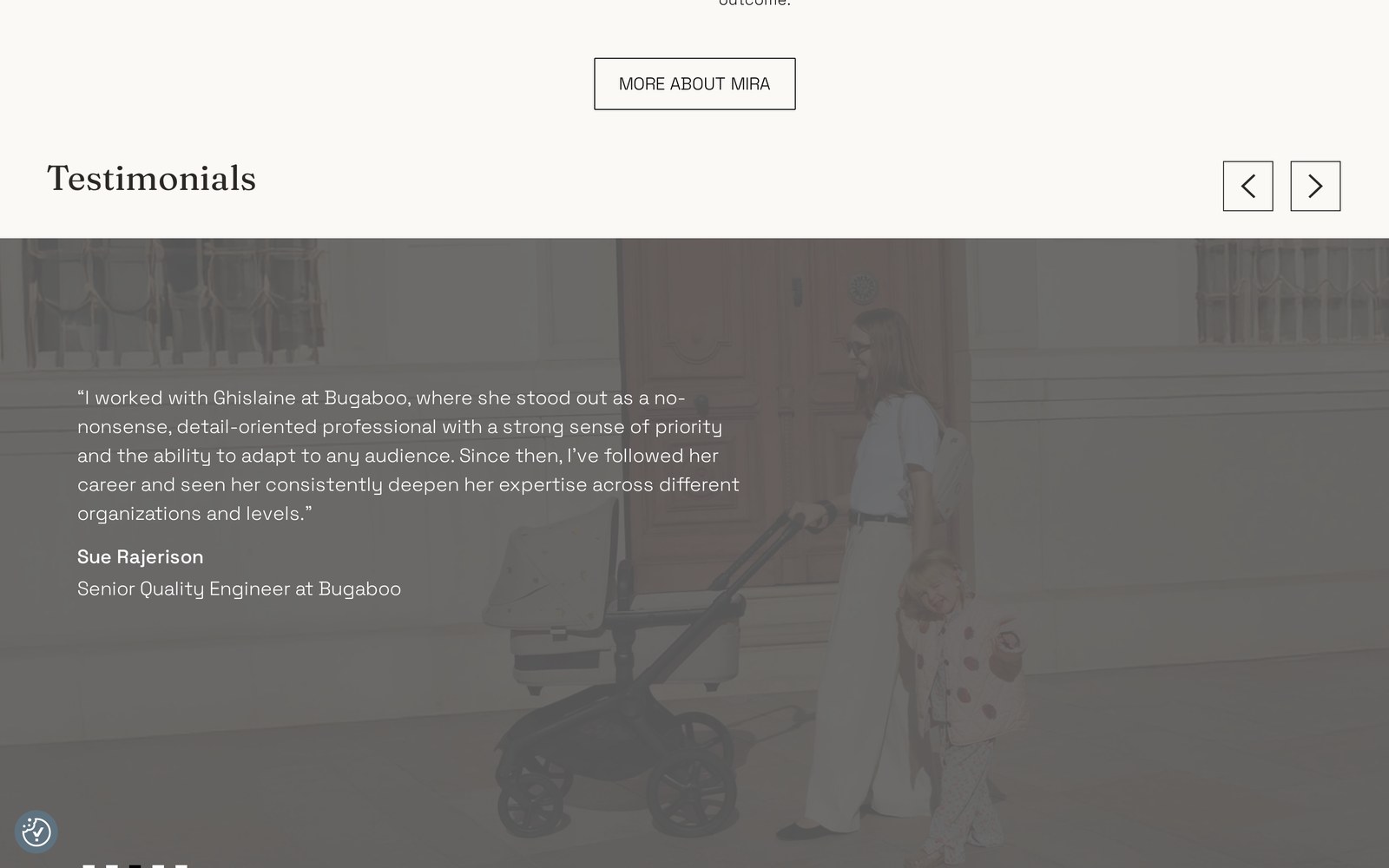 Sectie What MIRA stands for op de gerealiseerde website van MIRA Quality