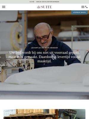 Live pagina op desuite.nl: Levertijd