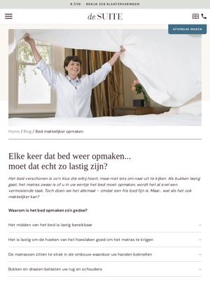 Live pagina op desuite.nl: Bed opmaken makkelijker maken