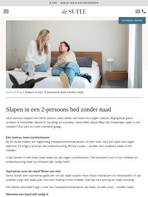 Live pagina op desuite.nl: 2 persoons bed zonder naad