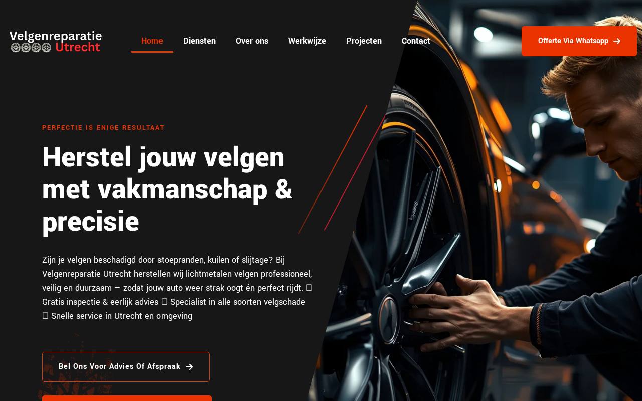 WordPress website Velgenreparatieutrecht — automotive & vakspecialist — ontworpen en gebouwd door Yousource (velgenreparatieutrecht.com)