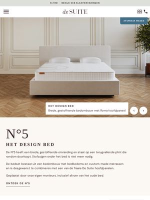 Live pagina op desuite.nl: No5 het design bed