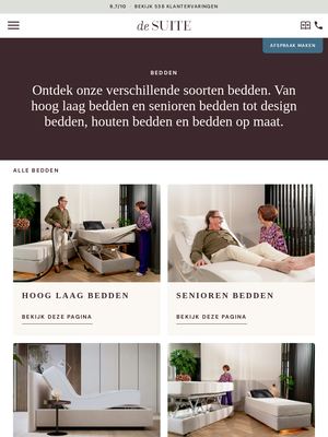 Live pagina op desuite.nl: Bed