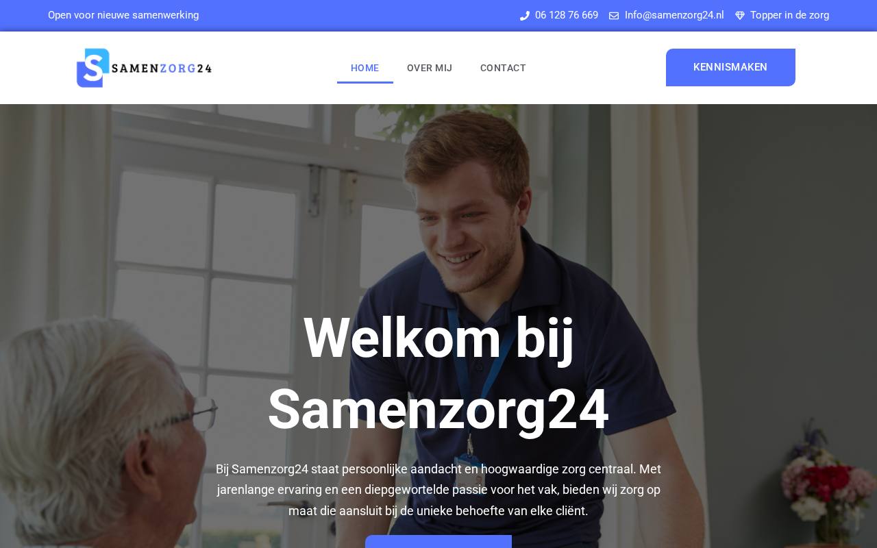 WordPress website Samenzorg24 — zorg & welzijn — ontworpen en gebouwd door Yousource (samenzorg24.nl)