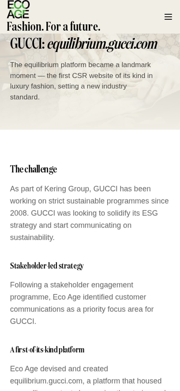 Mobiele case study pagina van Eco Age