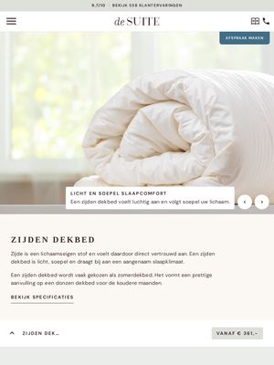 Live pagina op desuite.nl: Dekbed zijde