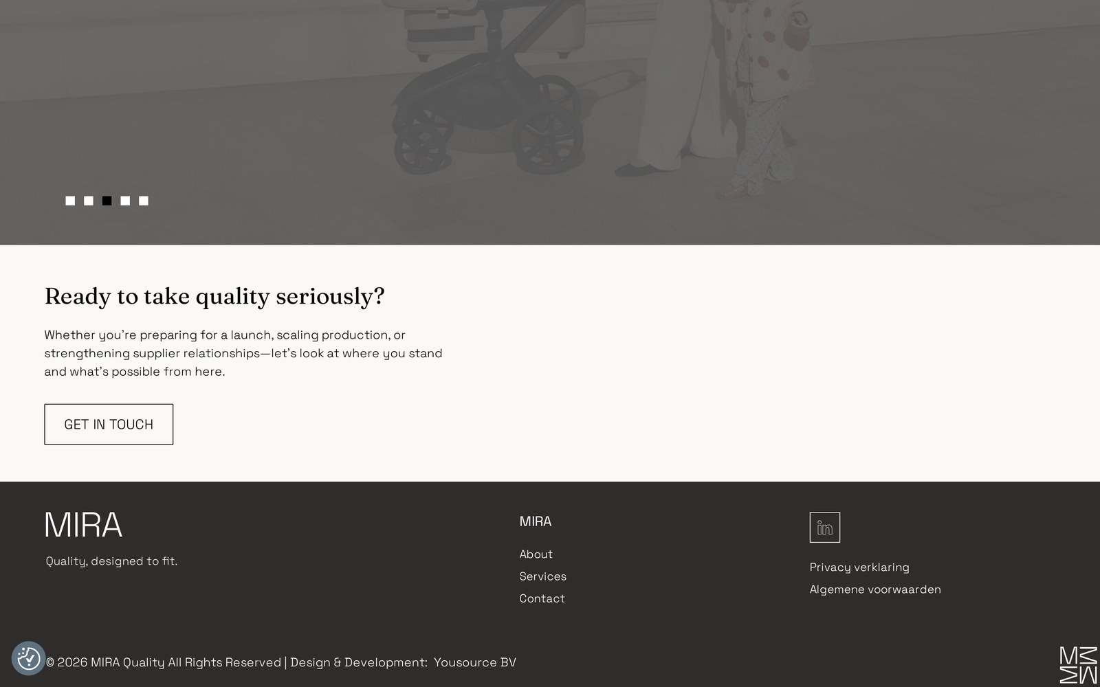 Testimonialsectie op de website van MIRA Quality met ervaringen van opdrachtgevers