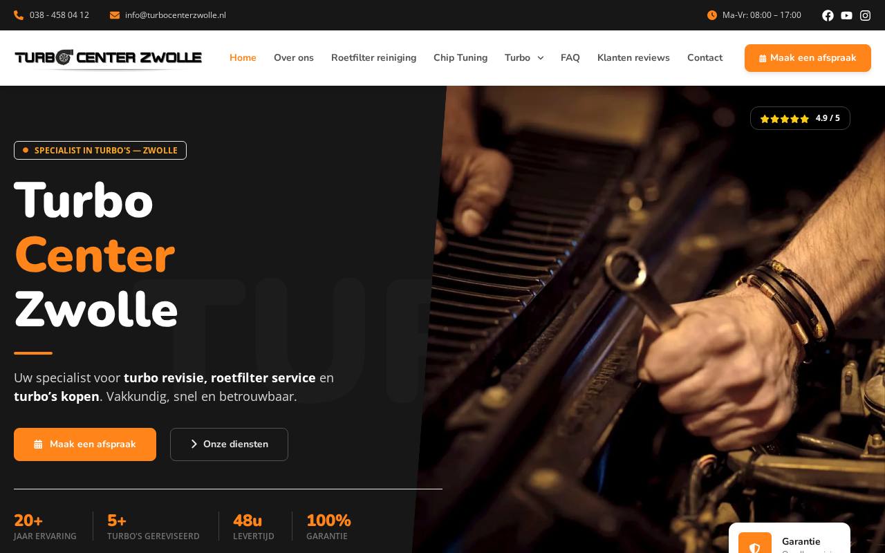 WordPress website Turbocenterzwolle — automotive & vakspecialist — ontworpen en gebouwd door Yousource (turbocenterzwolle.nl)