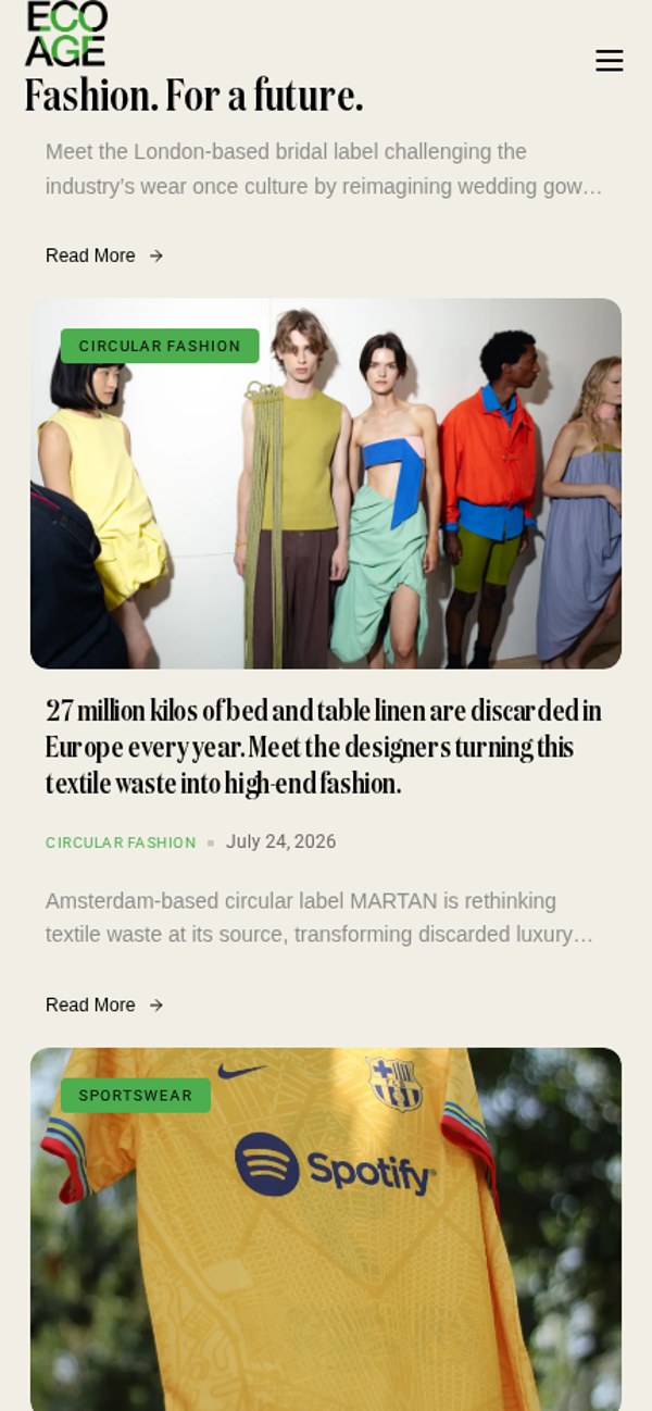 Mobiele weergave van het artikeloverzicht van Eco Age