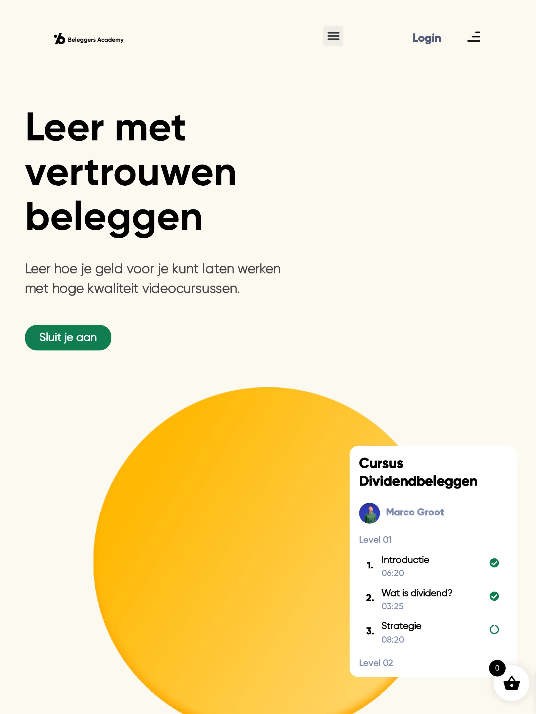 Beleggers Academy op tablet