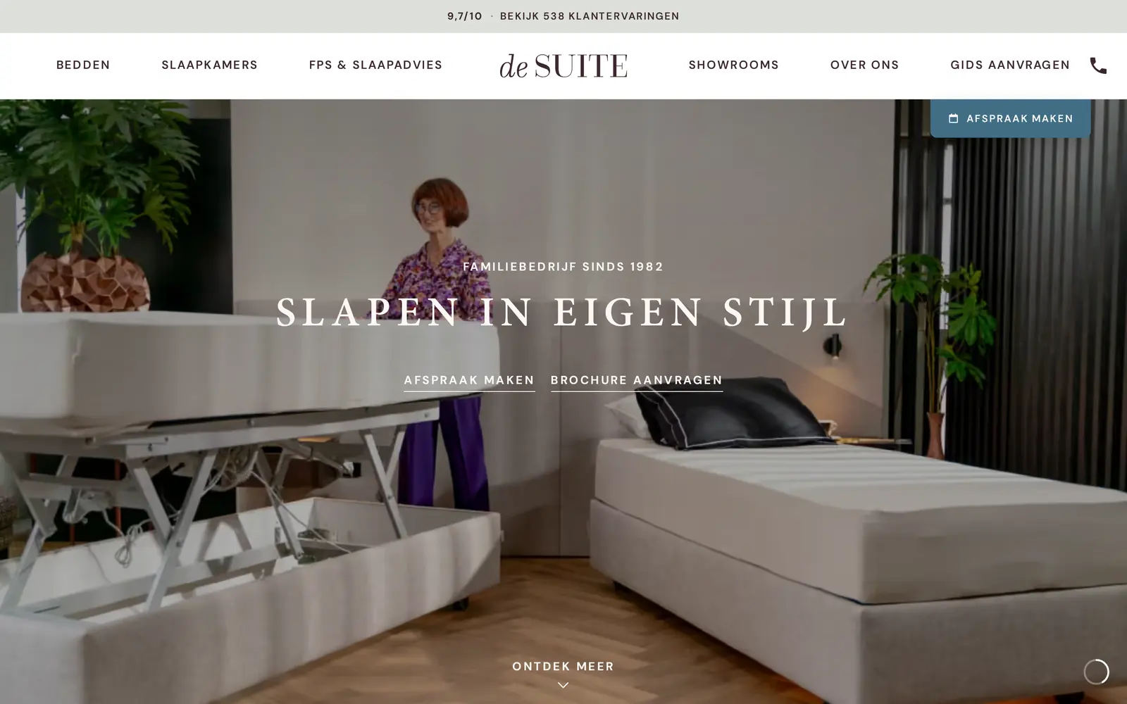 Homepage van de nieuwe De Suite website